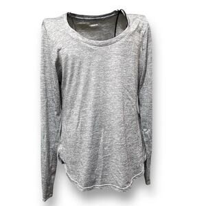 Reebok Grey Activewear Top Size Medium Long Sleeve with Thumbholes Reflective